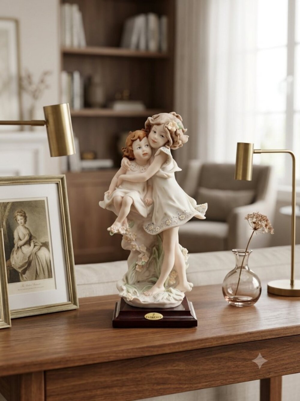 G. Armani Florence Capodimonte Do Not Worry Figurine w/Wood Base Italy Vintage